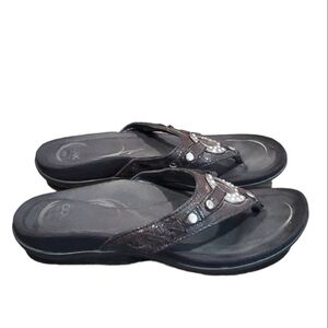 Abeo Womens Comfort Sunrise Thong Leather Sandals Shoes sz 6